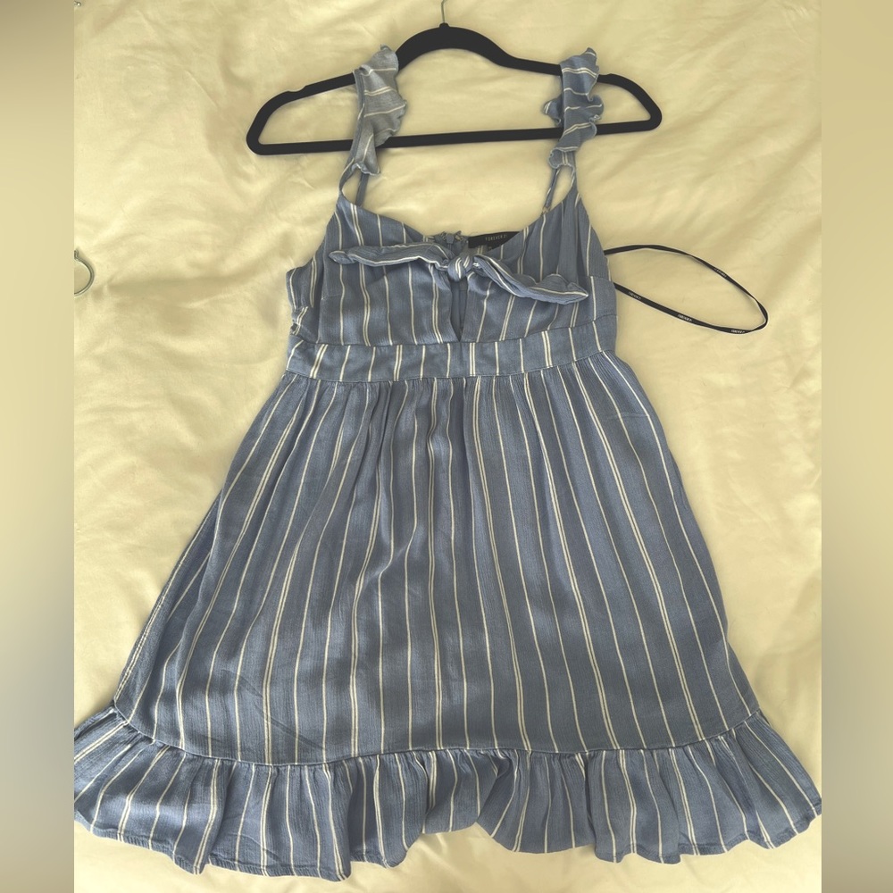 Blue and white dress